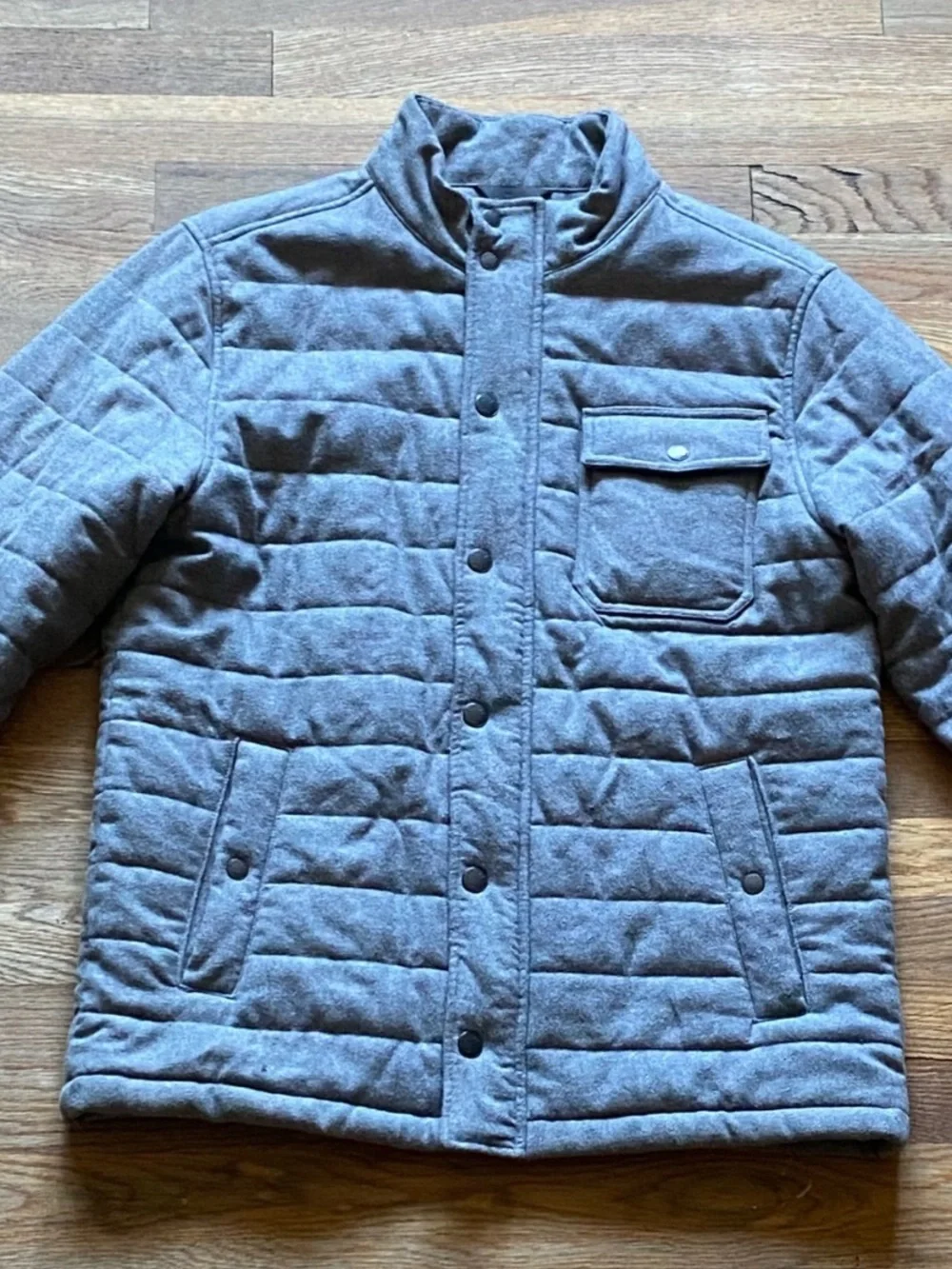 Faherty Mens Light Grey Heather Teton Valley Quilted Jacket